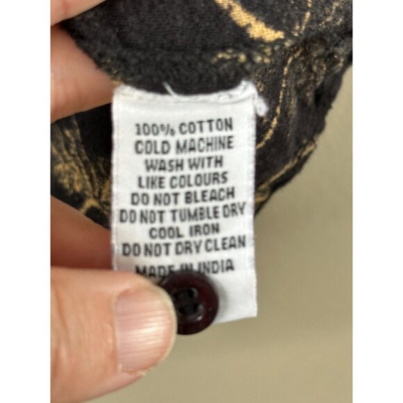 Rollas Mens Black Palm Tree Shirt Small short sleeve button up cotton collared - Picture 5 of 6